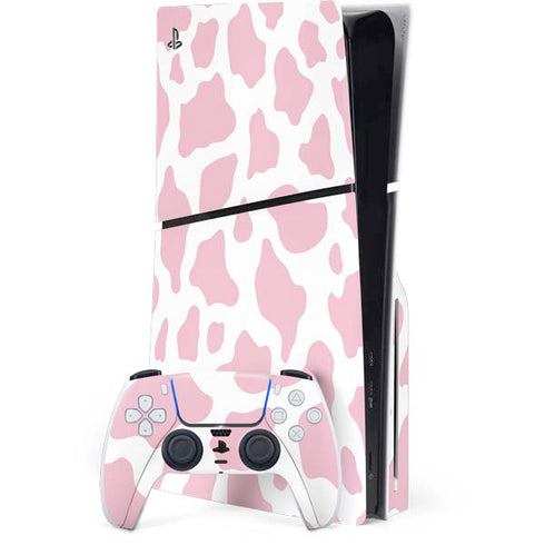 Pink Cow Print PS5 Slim Disk Bundle Skin