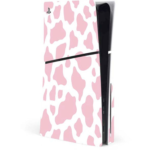 Pink Cow Print PS5 Slim Disk Console Skin
