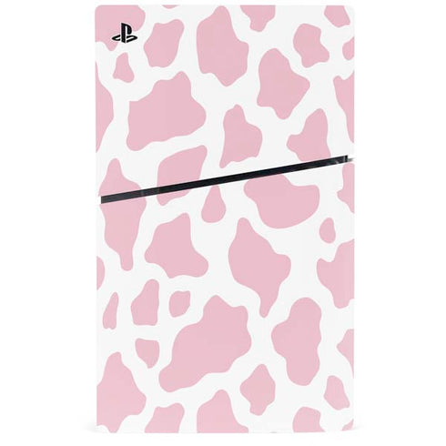 Pink Cow Print PS5 Slim Disk Console Skin