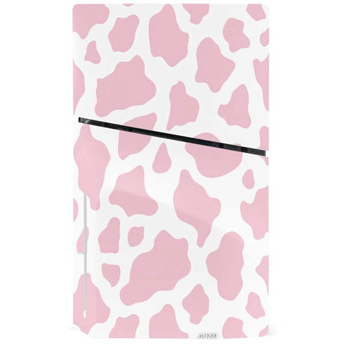 Pink Cow Print PS5 Slim Disk Console Skin