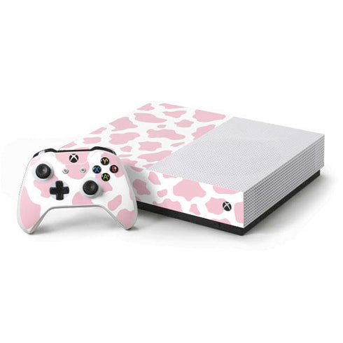 Pink Cow Print Xbox One S All-Digital Edition Bundle Skin