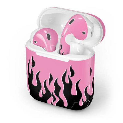 Pink Flames Apple AirPods Skin