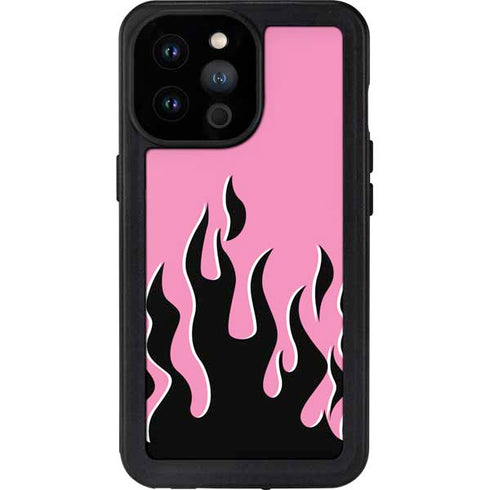 Pink Flames iPhone 14 Pro Max Waterproof Case