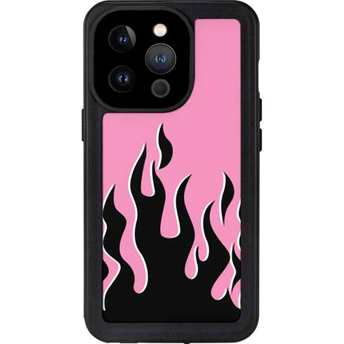 Pink Flames iPhone 14 Pro Waterproof Case