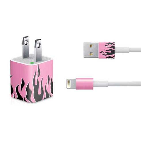 Pink Flames iPhone Charger (5W USB) Skin