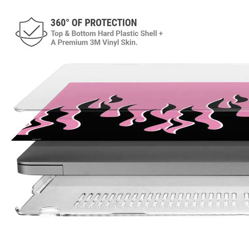 Pink Flames MacBook Pro 16in (2021-25) Case plus Skin