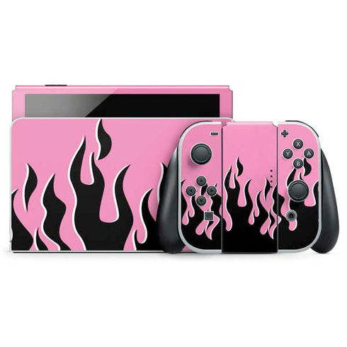 Pink Flames Nintendo Switch OLED (2021) Skin