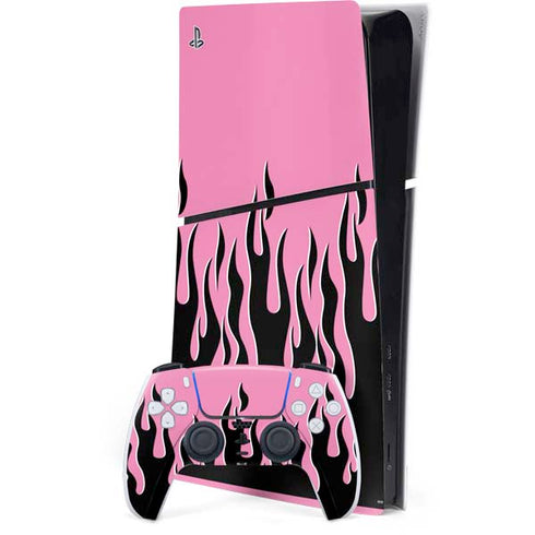Pink Flames PS5 Slim Digital Edition Bundle Skin
