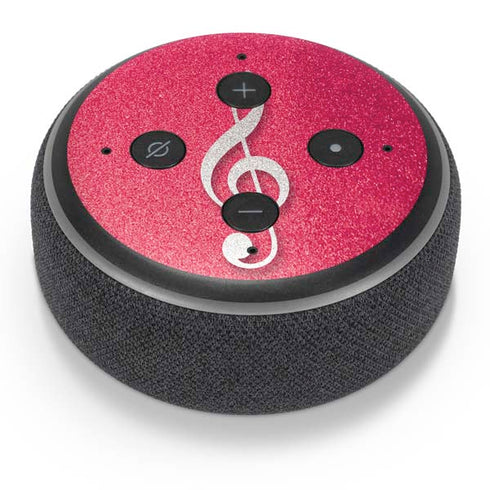 Pink Glitter Music Note Amazon Echo Dot Skin