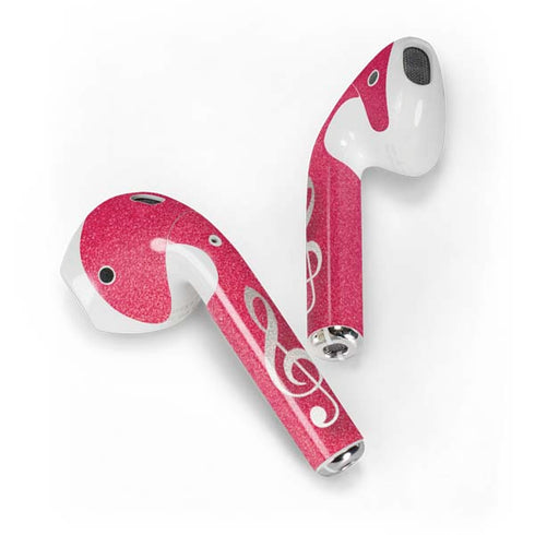 Pink Glitter Music Note Apple AirPods 2 Skin