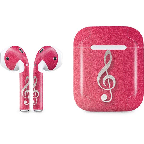 Pink Glitter Music Note Apple AirPods Skin
