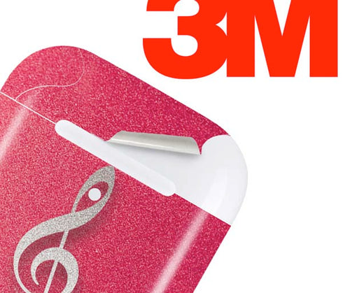 Pink Glitter Music Note Apple AirPods Skin