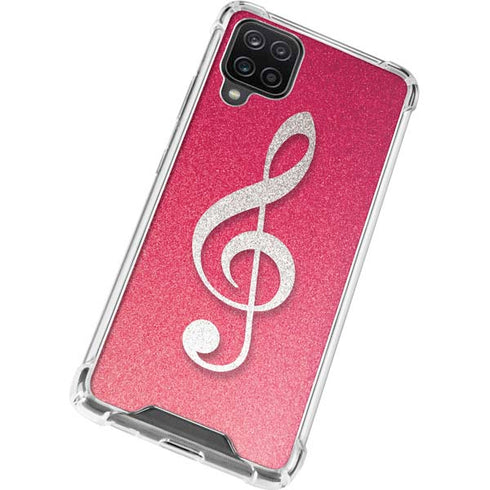 Pink Glitter Music Note Galaxy A12 Clear Case