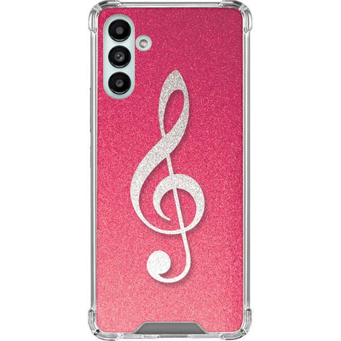Pink Glitter Music Note Galaxy A13 5G Clear Case
