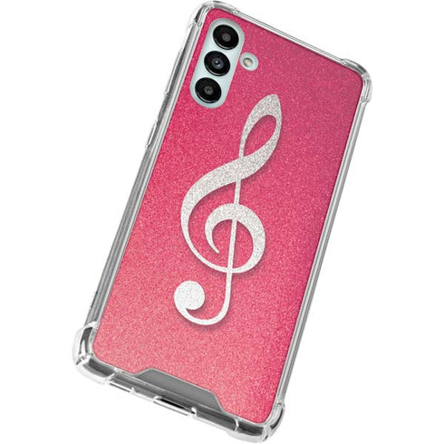 Pink Glitter Music Note Galaxy A13 5G Clear Case