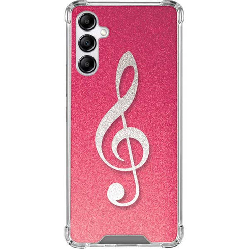 Pink Glitter Music Note Galaxy A14 5G Clear Case