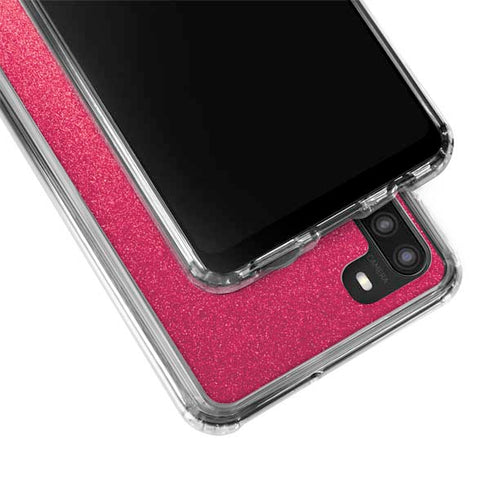 Pink Glitter Music Note Galaxy A21 Clear Case