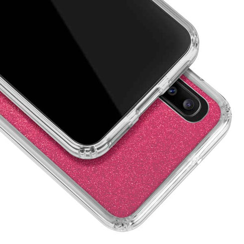 Pink Glitter Music Note Galaxy A30 Clear Case
