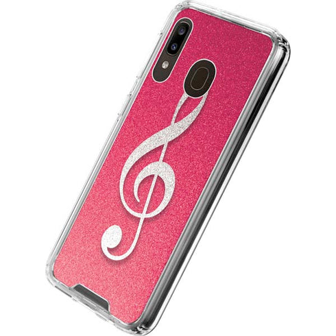 Pink Glitter Music Note Galaxy A30 Clear Case