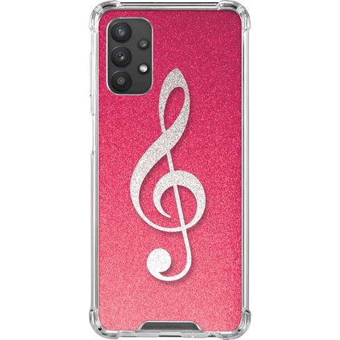 Pink Glitter Music Note Galaxy A32 5G Clear Case