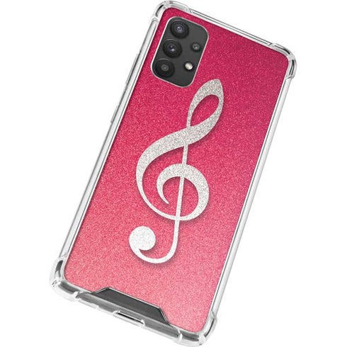 Pink Glitter Music Note Galaxy A32 5G Clear Case