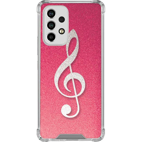 Pink Glitter Music Note Galaxy A53 5G Clear Case