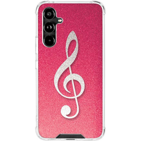 Pink Glitter Music Note Galaxy A54 5G Clear Case
