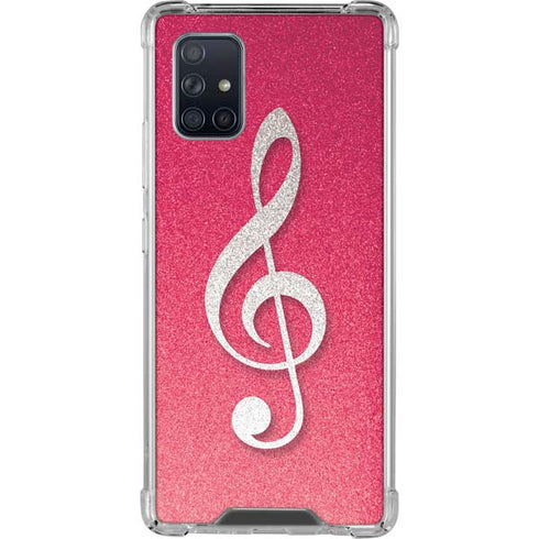 Pink Glitter Music Note Galaxy A71 5G Clear Case