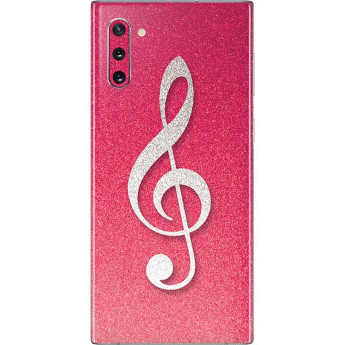 Pink Glitter Music Note Galaxy Note 10 Skin