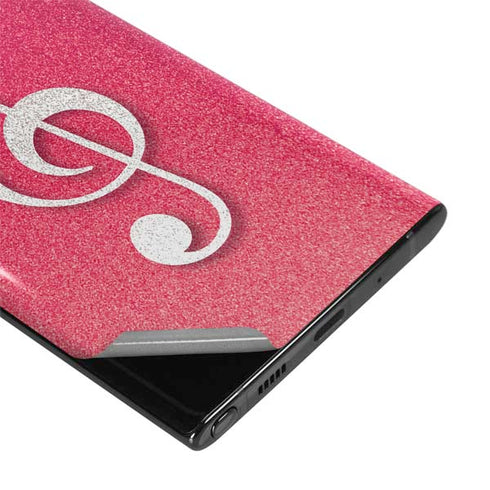 Pink Glitter Music Note Galaxy Note 10 Skin