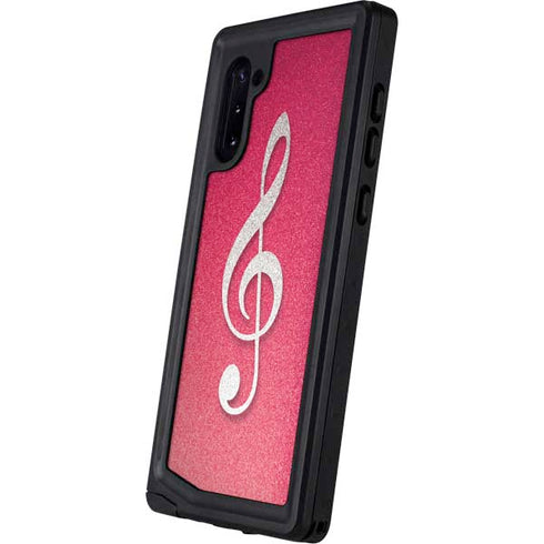 Pink Glitter Music Note Galaxy Note 10 Waterproof Case