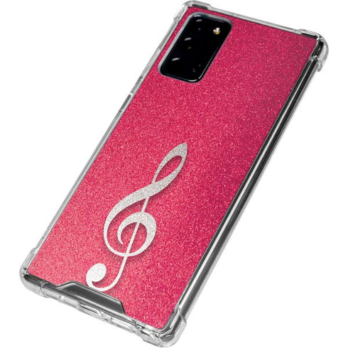 Pink Glitter Music Note Galaxy Note20 5G Clear Case