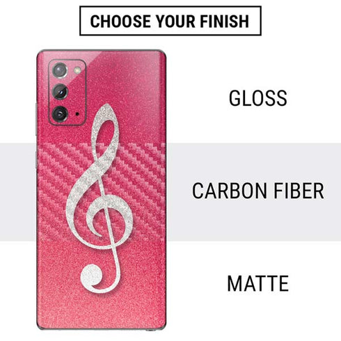Pink Glitter Music Note Galaxy Note20 5G Skin
