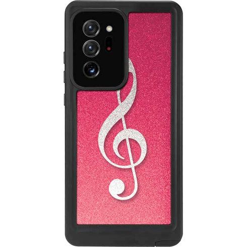 Pink Glitter Music Note Galaxy Note20 Ultra 5G Waterproof Case