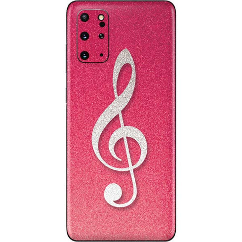 Pink Glitter Music Note Galaxy S20 Plus Skin
