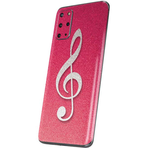 Pink Glitter Music Note Galaxy S20 Plus Skin