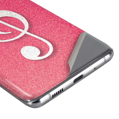 Pink Glitter Music Note Galaxy S20 Plus Skin