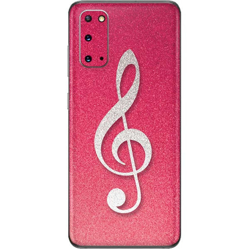 Pink Glitter Music Note Galaxy S20 Skin