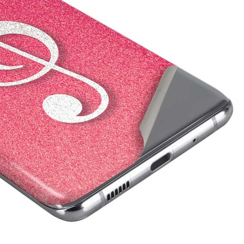 Pink Glitter Music Note Galaxy S20 Skin