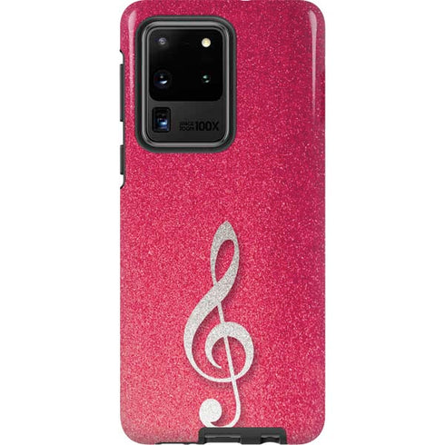 Pink Glitter Music Note Galaxy S20 Ultra 5G Pro Case