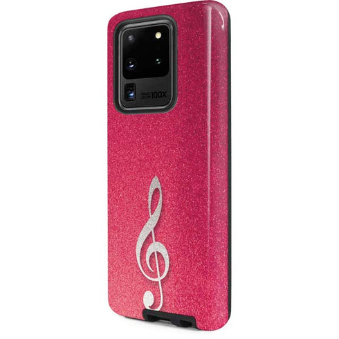 Pink Glitter Music Note Galaxy S20 Ultra 5G Pro Case