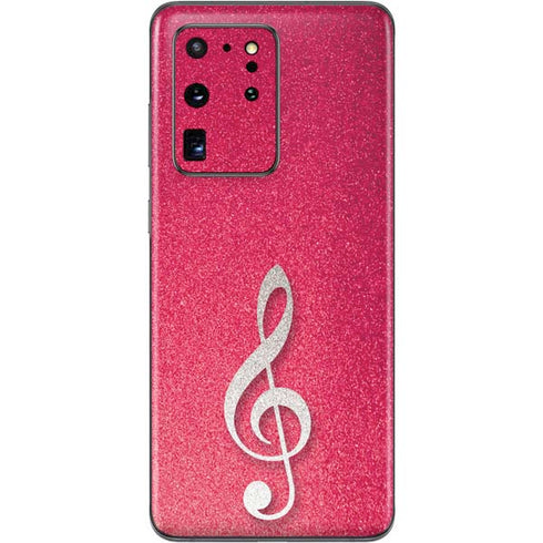 Pink Glitter Music Note Galaxy S20 Ultra 5G Skin