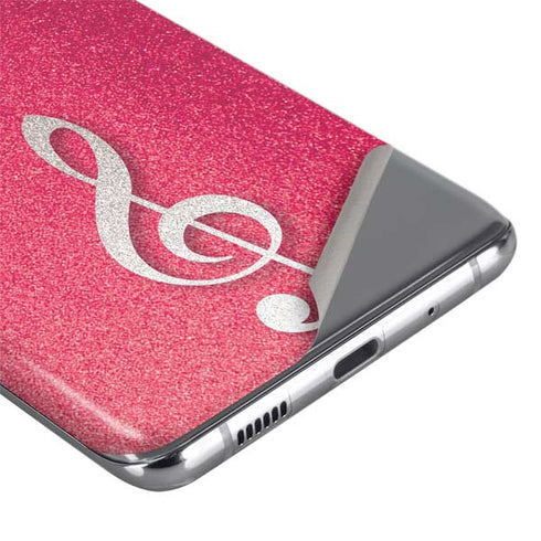 Pink Glitter Music Note Galaxy S20 Ultra 5G Skin