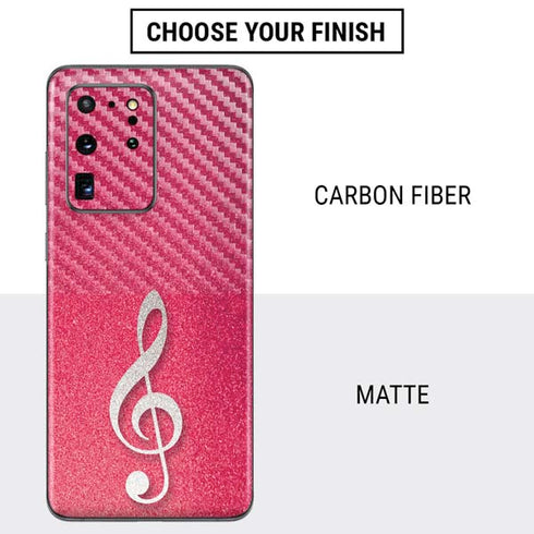 Pink Glitter Music Note Galaxy S20 Ultra 5G Skin