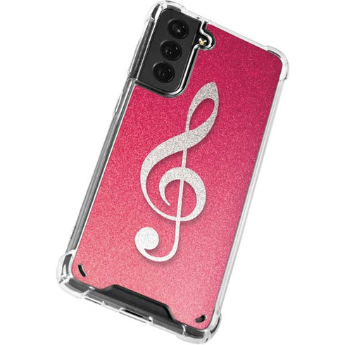 Pink Glitter Music Note Galaxy S21 5G Clear Case