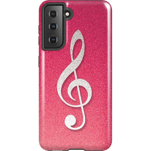 Pink Glitter Music Note Galaxy S21 5G Pro Case