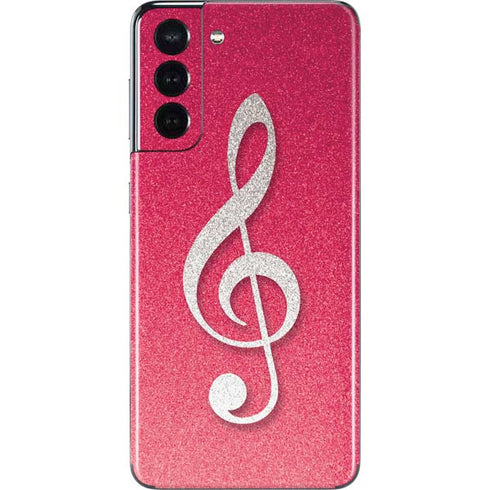 Pink Glitter Music Note Galaxy S21 5G Skin