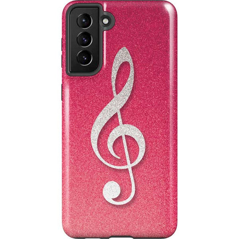 Pink Glitter Music Note Galaxy S21 FE Pro Case