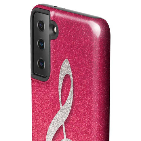 Pink Glitter Music Note Galaxy S21 FE Pro Case