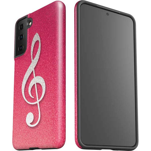 Pink Glitter Music Note Galaxy S21 FE Pro Case